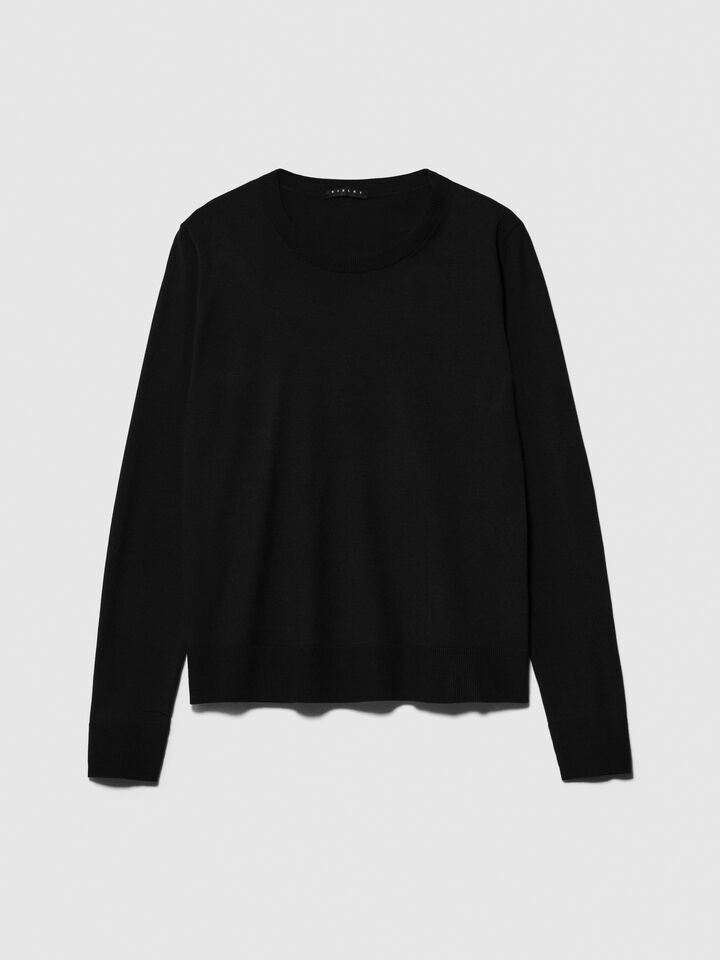 Solid colored sweater - women's crew neck sweaters - Black | Sisley image number 6